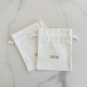 Dior White Drawstring Pouches